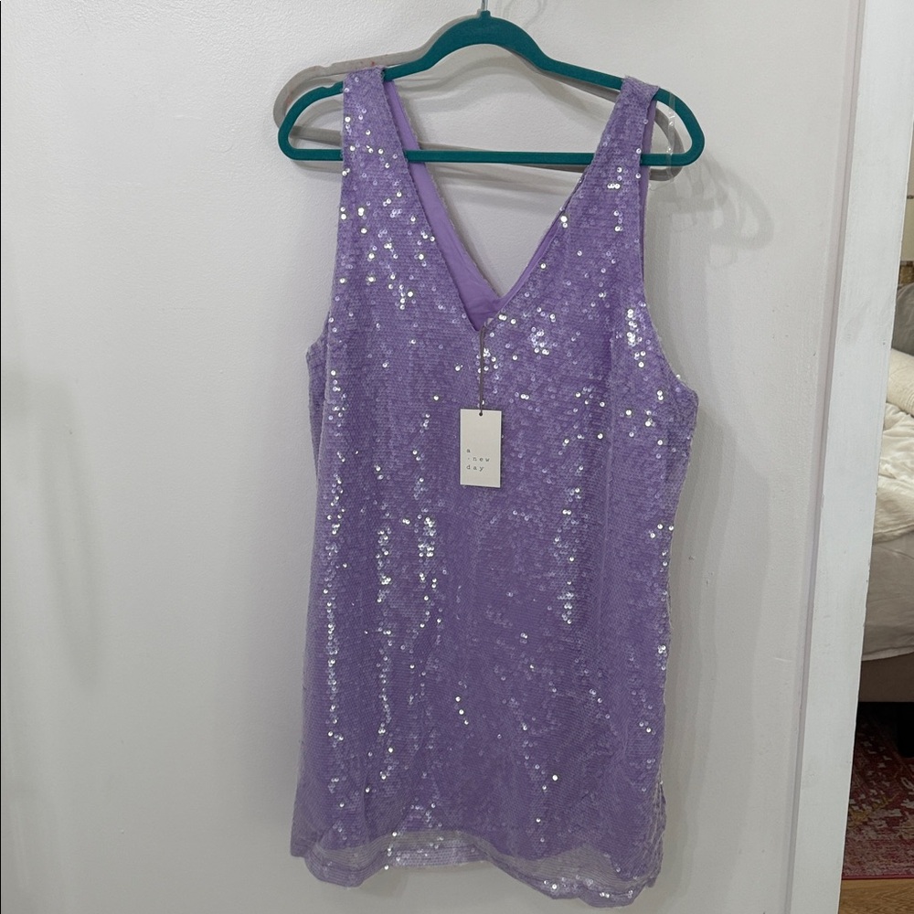A New Day Lavender Sequin V-Neck Dress